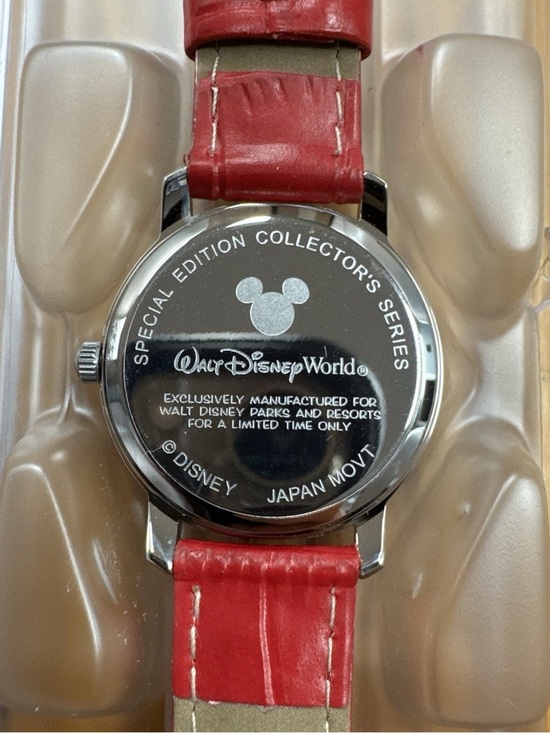 VTG Disney Time Works Tinker bell Silver Watch Red Leather NIB Holiday Edition main image 5